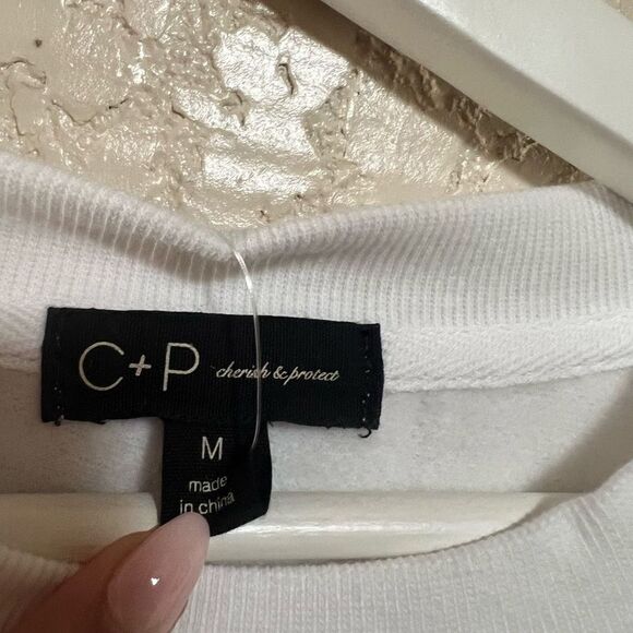 New Maternity Varsity University Sweatshirt Med White Navy Pullover Crewneck - Picture 6 of 6